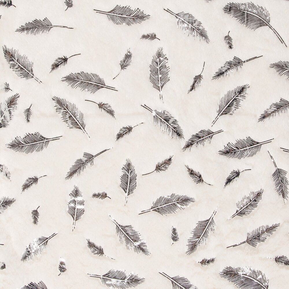 Luxe Home Decor Signature Faux Fur Throw | 1-Piece | Silver leaf on ivory - Picture 4 of 4